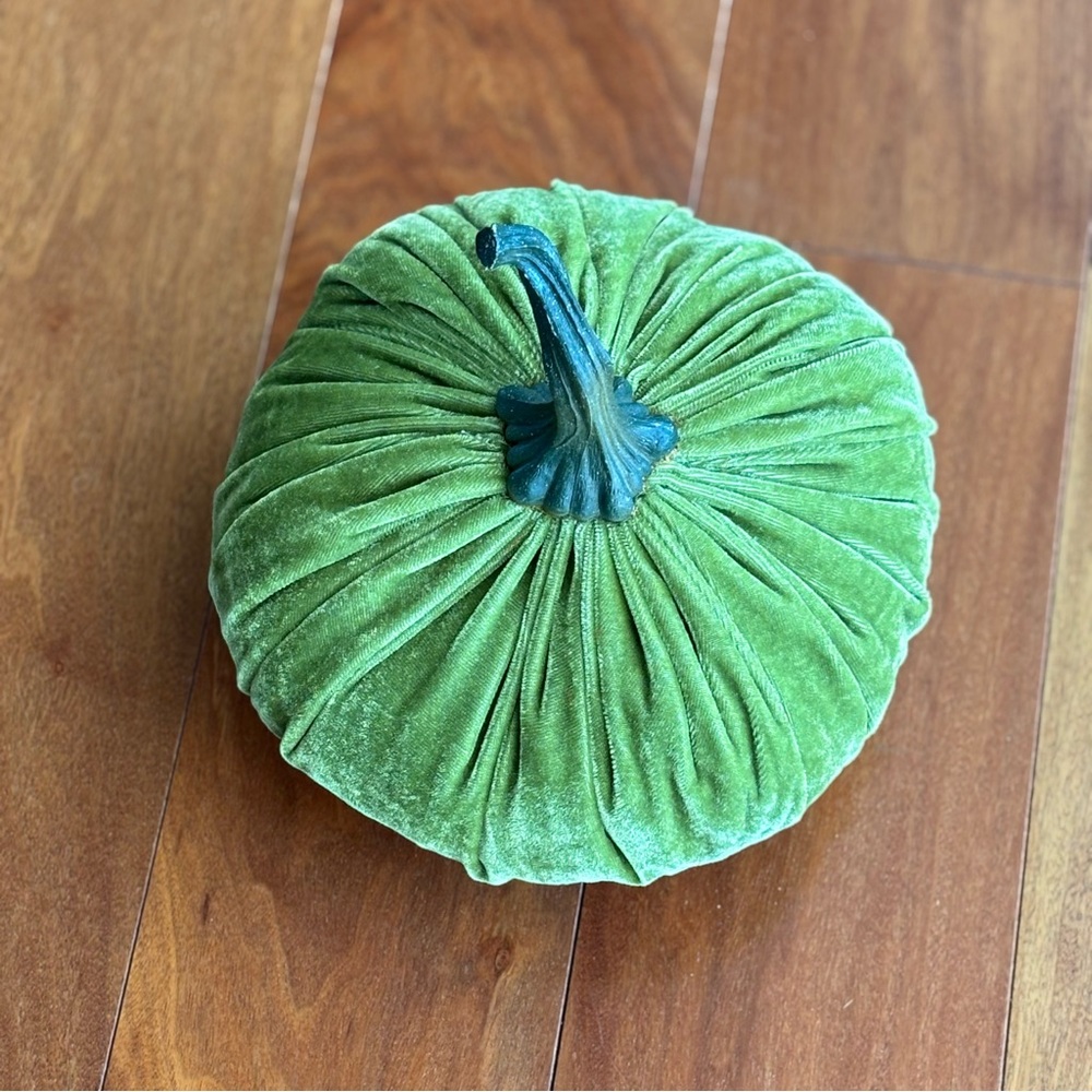 Cute Velvet Pumpkin Decor Set - Green, Gray, White Fall Harvest Thanksgiving - Picture 3 of 12